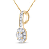 10kt Yellow Gold Womens Round Diamond Oval Pendant 1/4 Cttw