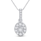 10kt White Gold Womens Round Diamond Oval Pendant 1/5 Cttw