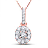 10kt Rose Gold Womens Round Diamond Oval Pendant 1/5 Cttw