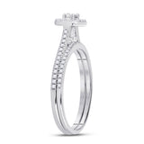 10kt White Gold Round Diamond Oval Bridal Wedding Ring Band Set 1/3 Cttw