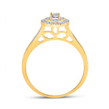 10kt Yellow Gold Round Diamond Halo Bridal Wedding Ring Band Set 1/2 Cttw