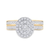 10kt Yellow Gold Round Diamond Oval Bridal Wedding Ring Band Set 1/2 Cttw
