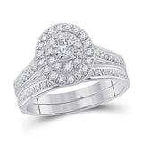 10kt White Gold Round Diamond Bridal Wedding Ring Band Set 1/2 Cttw