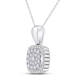 10kt White Gold Womens Round Diamond Square Pendant 1/6 Cttw