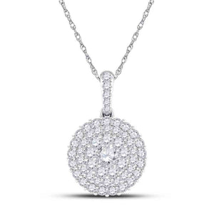14kt White Gold Womens Round Diamond Cluster Pendant 1/2 Cttw