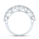 14kt White Gold Womens Round Diamond Fashion Band Ring 1/2 Cttw