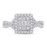 14kt White Gold Womens Baguette Diamond Square Ring 5/8 Cttw