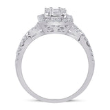 14kt White Gold Womens Baguette Diamond Square Ring 5/8 Cttw