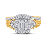 14kt Yellow Gold Baguette Diamond Bridal Wedding Ring Band Set 3/4 Cttw