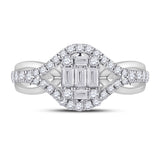 14kt White Gold Womens Baguette Diamond Fashion Ring 3/4 Cttw