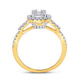 14kt Yellow Gold Womens Baguette Diamond Square Ring 3/4 Cttw