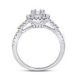 14kt White Gold Womens Baguette Diamond Square Ring 3/4 Cttw