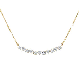 14kt Yellow Gold Womens Round Diamond Curved Bar Necklace 1/6 Cttw