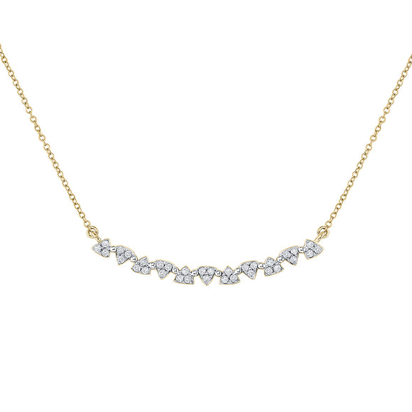 14kt Yellow Gold Womens Round Diamond Curved Bar Necklace 1/6 Cttw