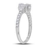14kt White Gold Womens Baguette Diamond Cluster Ring 5/8 Cttw