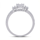 14kt White Gold Womens Baguette Diamond Cluster Ring 5/8 Cttw