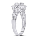 14kt White Gold Womens Baguette Diamond Square Cluster Ring 3/4 Cttw