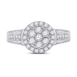14kt White Gold Womens Round Diamond Cluster Ring 5/8 Cttw