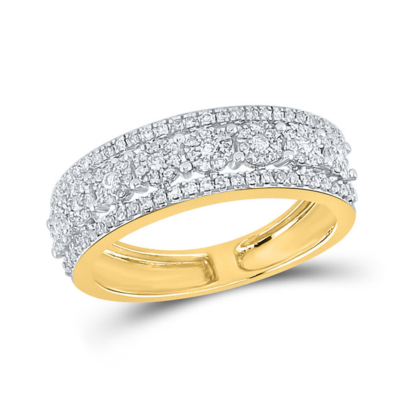 14kt Yellow Gold Womens Round Diamond Band Ring 1/3 Cttw