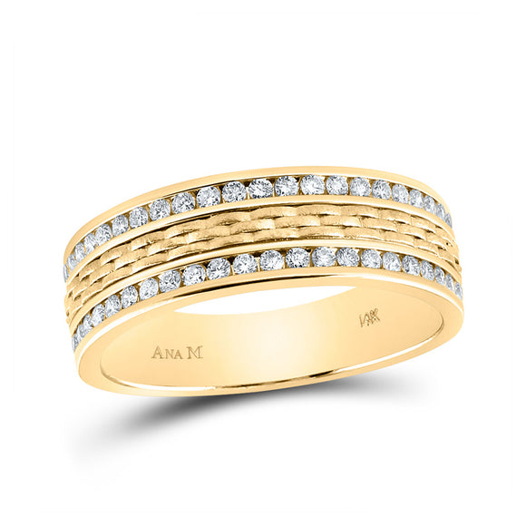 14kt Yellow Gold Mens Round Diamond Wedding Band Ring 1/2 Cttw