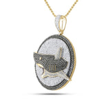 14kt Yellow Gold Mens Round Black Color Enhanced Diamond Shark Pendant 4-7/8 Cttw
