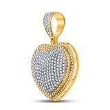 10kt Yellow Gold Mens Round Diamond Heart Charm Pendant 1 Cttw