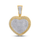 10kt Yellow Gold Mens Round Diamond Heart Charm Pendant 1 Cttw
