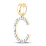 10kt Yellow Gold Womens Round Diamond C Initial Letter Pendant 1/5 Cttw