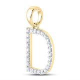 10kt Yellow Gold Womens Round Diamond D Initial Letter Pendant 1/5 Cttw