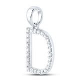 10kt White Gold Womens Round Diamond D Initial Letter Pendant 1/5 Cttw