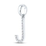 10kt White Gold Womens Round Diamond J Initial Letter Pendant 1/10 Cttw