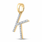 10kt Yellow Gold Womens Round Diamond K Initial Letter Pendant 1/6 Cttw