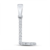 10kt White Gold Womens Round Diamond L Initial Letter Pendant 1/8 Cttw