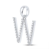 10kt White Gold Womens Round Diamond Initial W Letter Pendant 1/4 Cttw