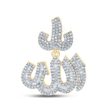10kt Yellow Gold Mens Baguette Diamond Allah Islam Charm Pendant 1-3/4 Cttw