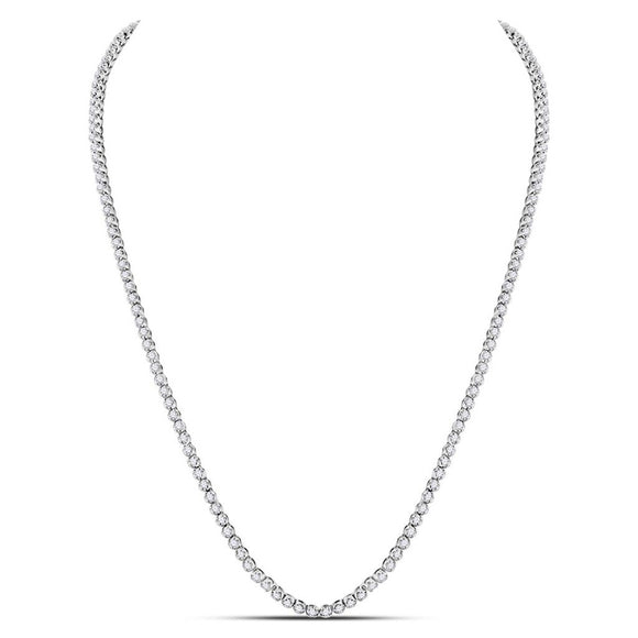 10kt White Gold Mens Round Diamond 22-inch Tennis Chain Necklace 10 Cttw