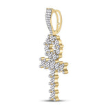 10kt White Gold Mens Round Diamond Ankh Cross Charm Pendant 1 Cttw