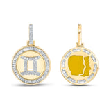 10kt Yellow Gold Mens Baguette Diamond Gemini Sign Charm Pendant 1/2 Cttw