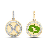 10kt Yellow Gold Mens Baguette Diamond Pisces Charm Pendant 5/8 Cttw