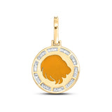 10kt Yellow Gold Mens Baguette Diamond Leo Sign Charm Pendant 1/2 Cttw