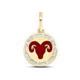 10kt Yellow Gold Mens Baguette Diamond Aries Sign Charm Pendant 1/2 Cttw
