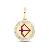10kt Yellow Gold Mens Baguette Diamond Sagittarius Charm Pendant 1/2 Cttw