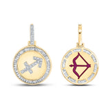10kt Yellow Gold Mens Baguette Diamond Sagittarius Charm Pendant 1/2 Cttw