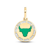 10kt Yellow Gold Mens Baguette Diamond Taurus Bull Zodiac Sign Charm Pendant 1/2 Cttw