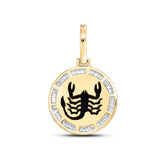 10kt Yellow Gold Mens Baguette Diamond Scorpio Sign Charm Pendant 1/2 Cttw