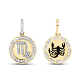 10kt Yellow Gold Mens Baguette Diamond Scorpio Sign Charm Pendant 1/2 Cttw