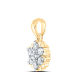 10kt Yellow Gold Womens Round Diamond Flower Cluster Pendant 1/3 Cttw