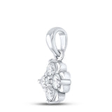 10kt White Gold Womens Round Diamond Cluster Pendant 1/3 Cttw