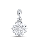 10kt White Gold Womens Round Diamond Cluster Pendant 1/3 Cttw