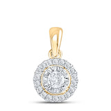 10kt Yellow Gold Womens Round Diamond Solitaire Halo Pendant 1/4 Cttw